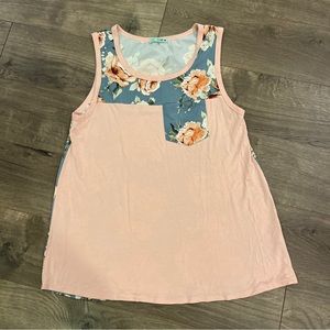PS Kate Blouse Top Size Large Pink Floral Tank Top
